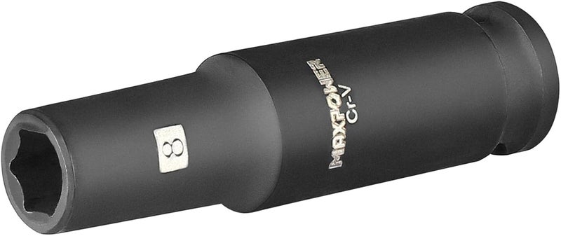 Max Power 3/8 Inch Drive 8 mm Deep Impact Socket, Made with Heat-Treated Chrome Vanadium Steel, Durable Impact Socket with 6-Point Design, SAE - Image 1